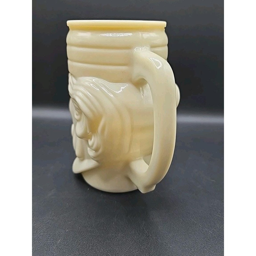 Vintage 80's Avon Face Mug "Casey at the Bat" White Milk Glass/Custard Glass - Picture 2 of 7